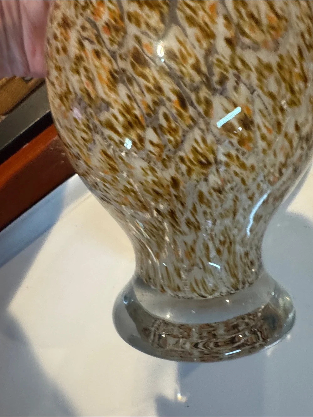 Bird Glass Vintage Speckled Pigeon Hawk White Brown Orange